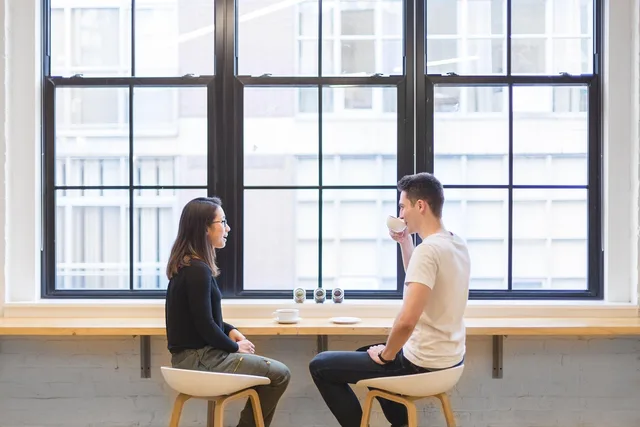 people, man, woman, girl, guy, talking, dating, coffee, tea, inside, window, glasses, table, talking, talking, talking, talking, talking. Using audience interviews to uncover topic gaps